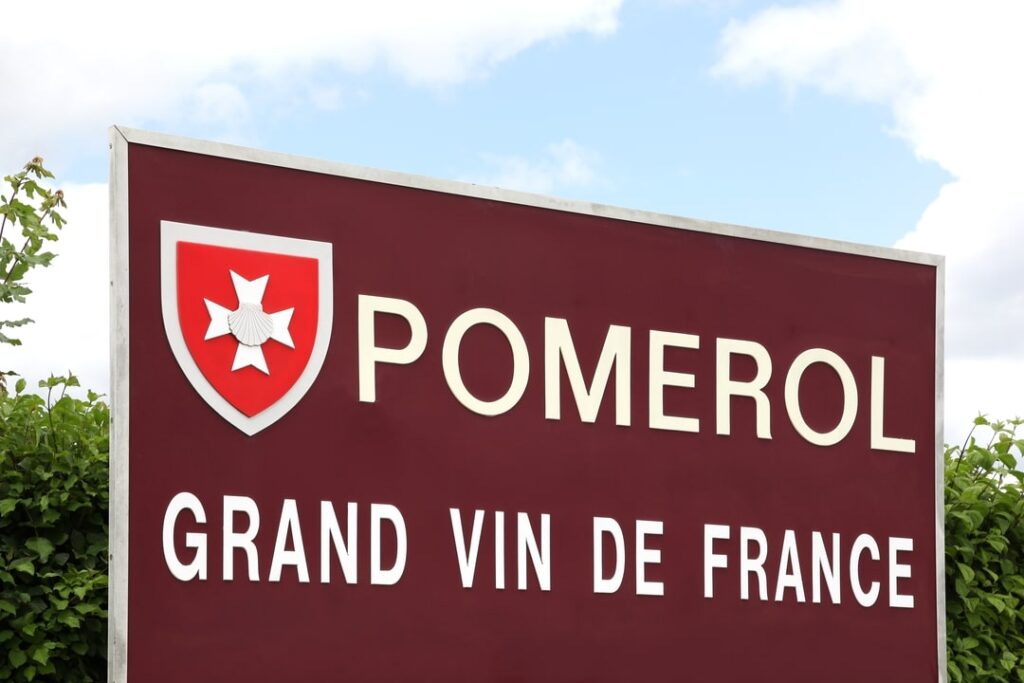 Pomerol sign in Bordeaux Right Bank France.