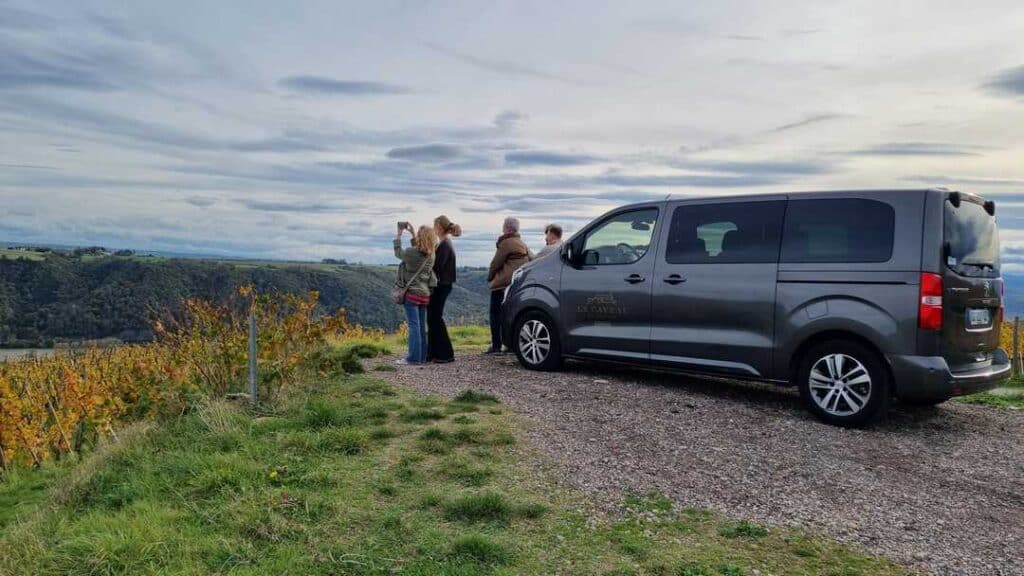 People enjoying a wine tour in France with private driver