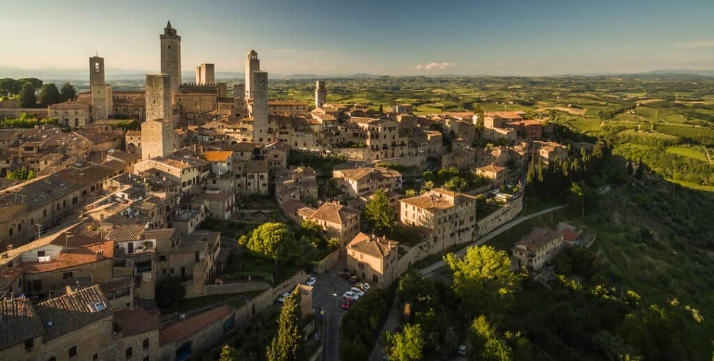 Aerial view of Montepulciano Tuscany Italy (Montepulciano the elegant middle ground)